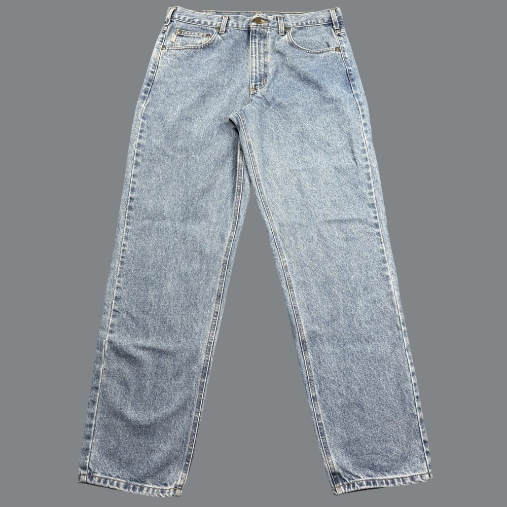 Carhartt Jeans Mens 34x32 Blue Relaxed Fit Straight Leg Denim Workwear